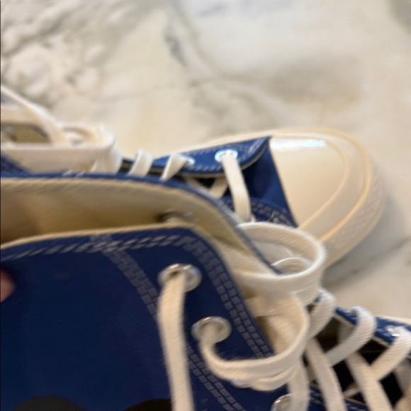 NWOT Comme des Garcons Blue and White High-Top Sneakers - Chuck Taylor - Picture 5 of 5